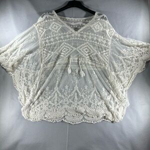 Elegant Lace Poncho Top cottage boho hippie beachwear costal coverup fairy OS